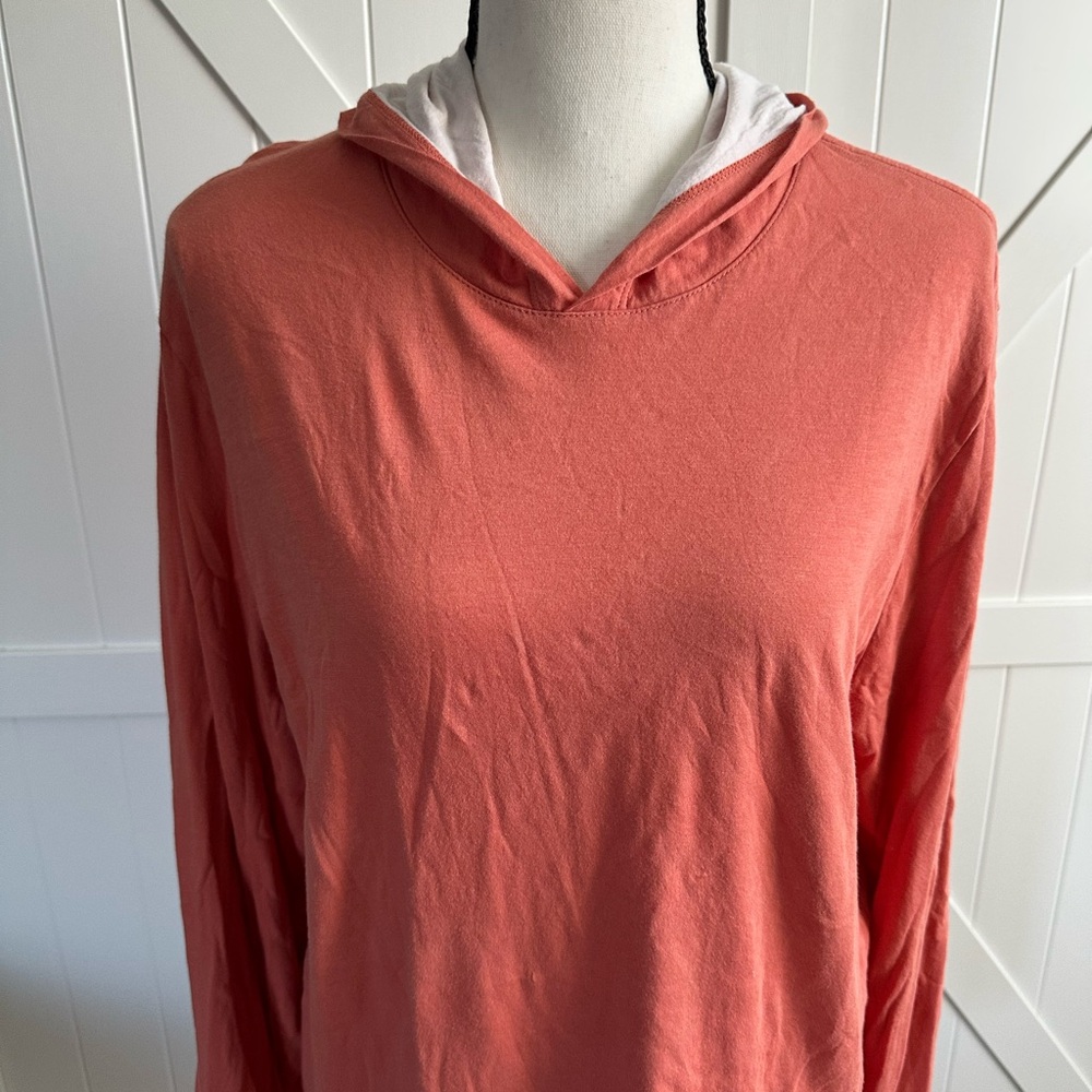 Vince Coral Hooded Long Sleeve Tee Top MEDIUM Soft Lightweight Casual M - Picture 2 of 5